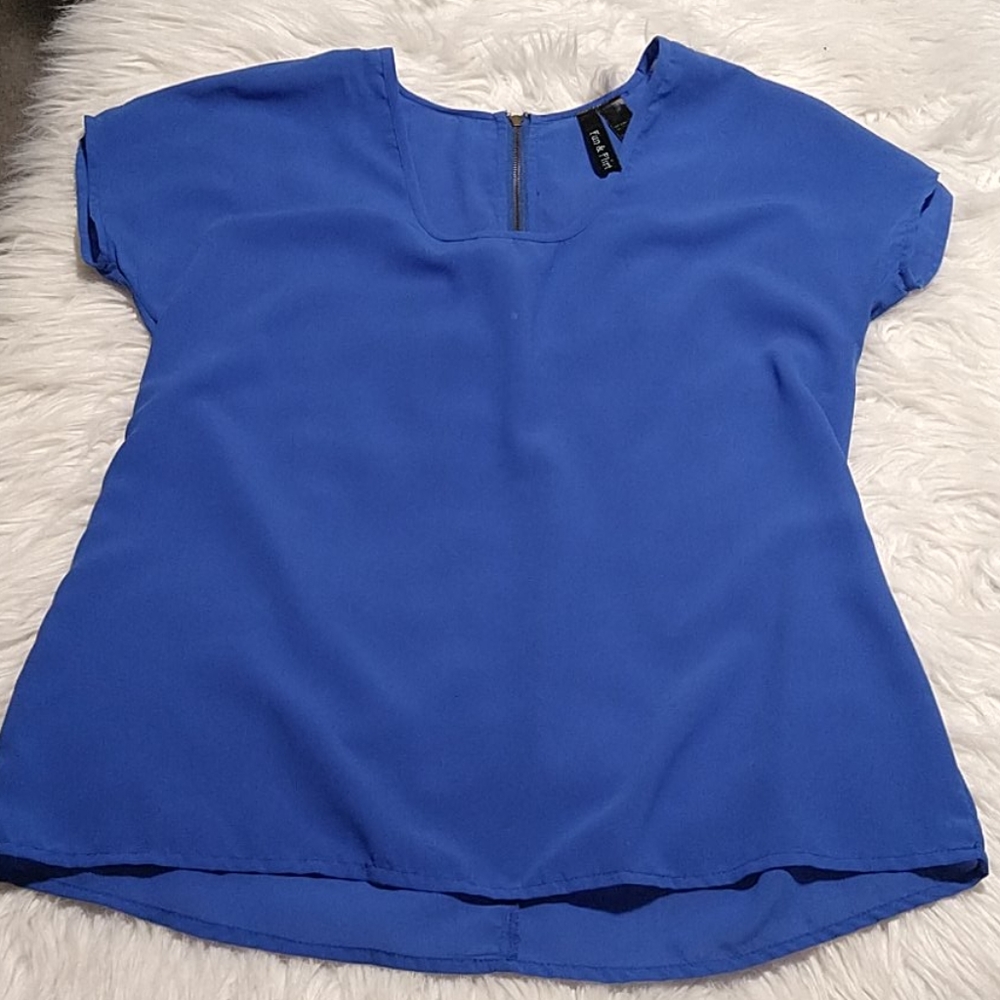 Royal blue short sleeve blouse